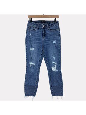 Judy Blue Relaxed Fit Distressed Jeans Womens 7/28 Blue Five Pocket Zip Fly